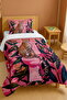 100% Cotton Pink Leopard Patterned Single Pique Set in the Toilet