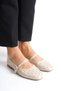 Women's Ballet Flats with Trok Detail in Beige Patent Leather - 2