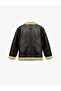 Long Sleeve Biker Faux Leather Jacket with Plush Lining Inside and Zipper Closure - 2