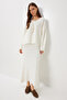 Wool Blend Sweater Skirt Knit Set LKİ0039 ECRU