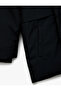 Long Sleeve Snap Detailed Pocket Slim Fit Hooded Coat - 4