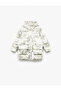Hooded Long Sleeve Patterned Pocket Oversized Coat