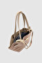Ferny Suede Arm and Shoulder Bag with Belt, Buckle and Stitching Detail Mink - 6