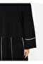 Soft Buttoned Contrast Stitched Blouse & Skirt Set - Black - 5