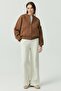 Women's Zippered Sweat Top with Stitching Detail - 7