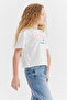 Girl's Embossed Print Detailed T-Shirt - 4