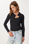 Gold Accessory Knitted Blouse Lfw0017 Black - 3