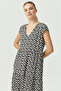 Women's V-Neck Short Sleeve Midi Length Dress - 7