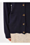 Pocket Detailed V-Neck Knitwear Cardigan - Navy Blue - - 4