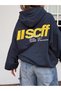 Scff Printed Oversized Hooded Sweatshirt - Navy Blue Printed Oversized - 3