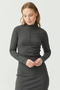 Women's Zippered Collar Corded Fabric Dress - 6