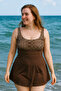 Skirted Dress Swimsuit Swimmer Swimwear Patterned 335-452 Brown - 3