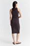 Women's Halter Neck Corded Fabric Dress - 3