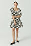Women's Balloon Sleeve Detailed Patterned Dress - 6