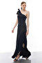 One-Shoulder Satin Dress with Tie Detail