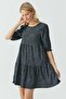 Women's Crew Neck Half Sleeve Mini Dress - 6