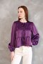 Collar Bias Skirt Gathered Tunic-Purple - 3