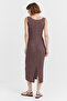 Women's Textured Slit Detailed Dress - 5