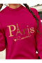 Women's Long Sleeve Crew Neck Lettered Short Viscose Two Thread Dress - 2