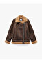 Leather-Look Biker Jacket with Faux Fur Pockets and Zipper - 4