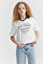Girl's Collar Detailed Printed T-Shirt