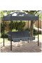 Garden Swing Bench with Canopy Dark Grey Steel