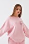Women's Oversize Sweatshirt Piglet Bloom Printed Pink – Crew Neck, 3 Thread Ribbed - 4