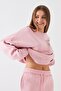 Women's Oversize Sweatshirt Piglet Bloom Printed Pink – Crew Neck, 3 Thread Ribbed - 3