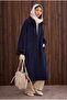 Collar Detailed Coat Dark Navy Blue - 3