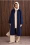 Collar Detailed Coat Dark Navy Blue - 4