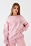 Women's Oversize Sweatshirt Piglet Bloom Printed Pink – Crew Neck, 3 Thread Ribbed - 5