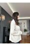 Ecru Zippered Hair Knit Sweater - 4