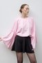 Pink Linen Bat Sleeve Loose Fit Lina Blouse - 3