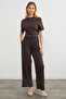 Modal Sweatpants with Tie Waist and Green Front Detail - 5