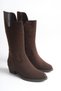 Brown Suede Women's Boots Western Cowboy Below Knee Non-Slip Sole Thick Heeled Annabel - 4