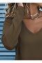 Women's Long Sleeve V Neck Viscose Two Thread Blouse - 3
