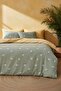 Green Daisy Double Natural Silky Duvet Cover Set