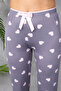 Women's Elastic Waist Heart Patterned Pajama Bottoms Gray - 4537 - 6