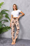 Women's Elastic Waist Teddy Bear Patterned Pajama Bottoms Brown - 4535 - 7