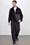 Men's Slim Fit Mock Neck zippered black plain cardigan - 5