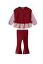 Girl's Top Knitwear Skirt Hem Shirt Top Corded Fabric Leggings Set