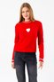 Women's Crew Neck Heart Detailed Knitwear Sweater Red - 2358 - 4