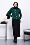Emerald Green Cold Yarn Buttoned Cardigan - 2