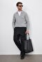 Men's Slim Fit Slim Fit Polo Neck Gray Sweater - 2