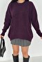 Women's Plum Standard Size Oversized Basic Knitwear Sweater