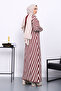 Burgundy Striped Knitwear Dress - 4