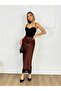Women's satin skirt with lace detail at the hem - 2