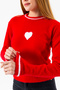 Women's Crew Neck Heart Detailed Knitwear Sweater Red - 2358 - 6