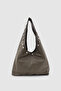 Stula Large Volume Magnetic Staple Detailed Hobo Shoulder Bag Khaki