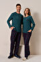 Women's Combed Cotton Long Sleeve Pajama Set 3196 Emerald01 - 4